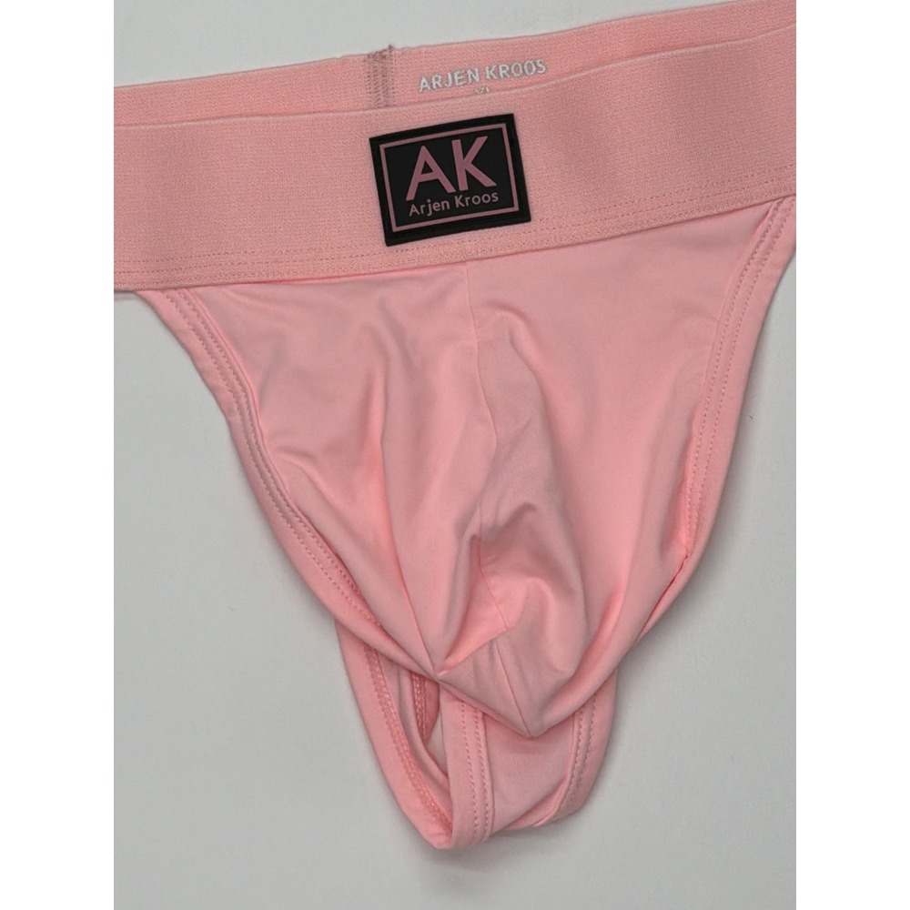 Arjen Kroos Mens Pink Thong Athletic Supporter XL Wide Waistband Logo Patch - Picture 3 of 6